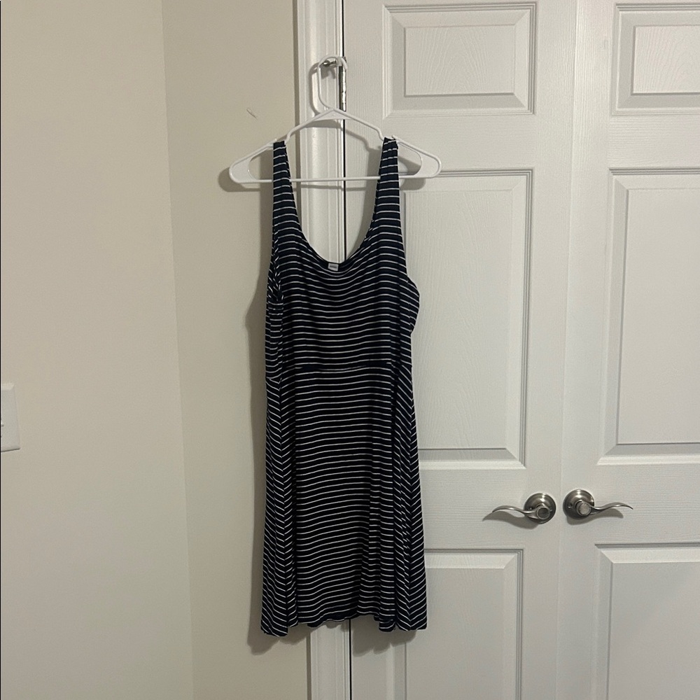 Old Navy Striped Navy Blue and White Tank Dress - Size XL